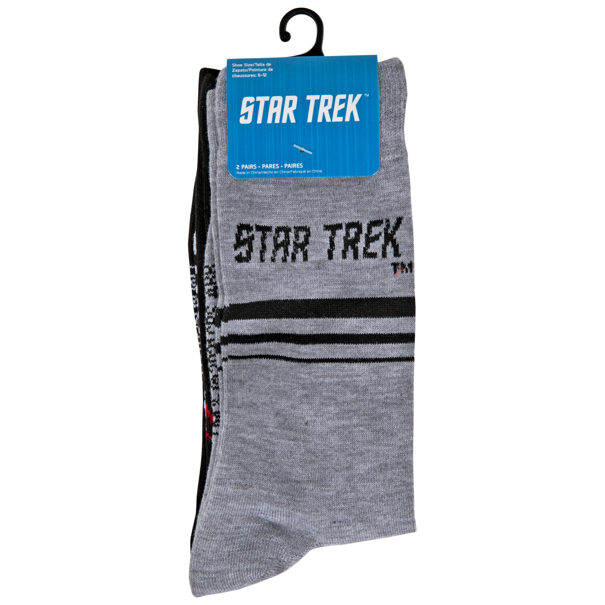 Star Trek Logo & Multicolor Emblem Crew Socks 2-Pack